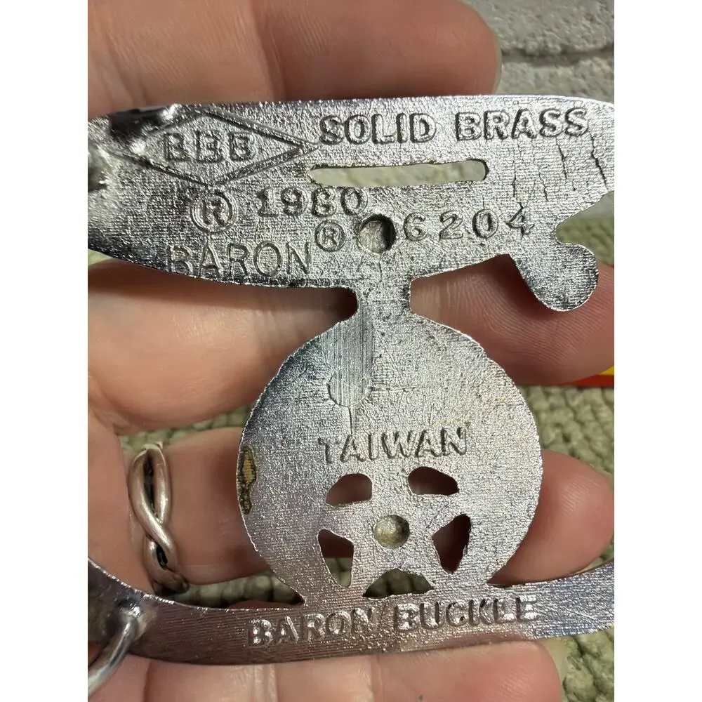 Vintage 1980 Shriners Masonic BBB Baron Buckle #6204 Solid Brass Scimitar Star